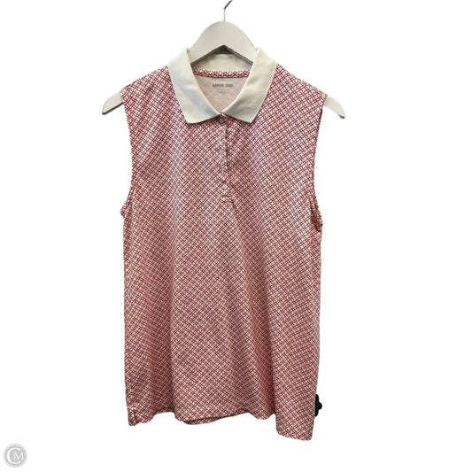 Top Sleeveless By Lands End In Orange & White, Size: L