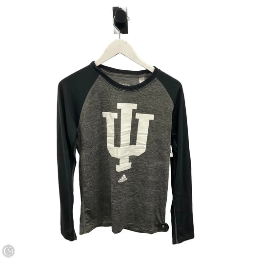 Athletic Top Long Sleeve Crewneck By Adidas In Grey, Size: M