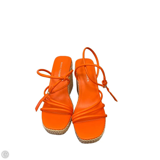 Sandals Heels Wedge By Marc Fisher In Orange, Size: 7.5