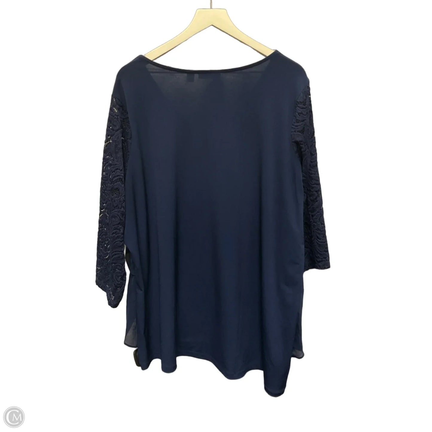 Tunic 3/4 Sleeve By Susan Graver In Navy, Size: 2x