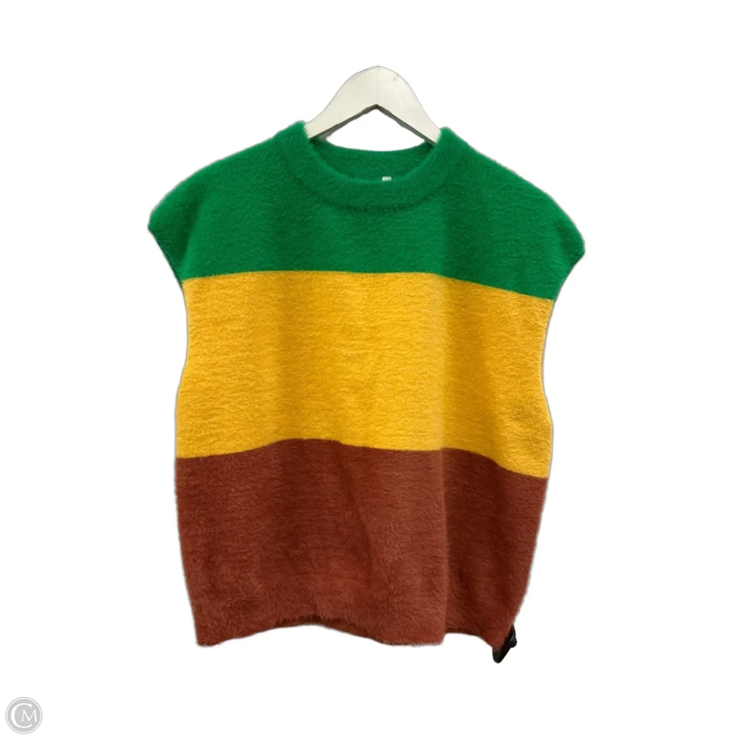Sweater Short Sleeve By Clothes Mentor In Green & Yellow, Size: M