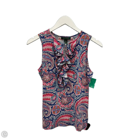 Top Sleeveless By Lauren By Ralph Lauren In Blue & Red & White, Size: S