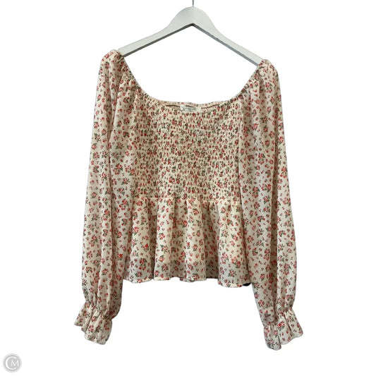 Top Long Sleeve By Peach Love Cream California In Multi, Size: L