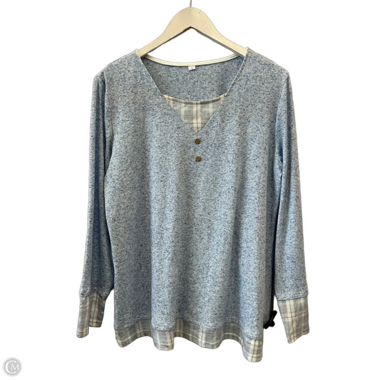 Top Long Sleeve By Cme In Blue, Size: L
