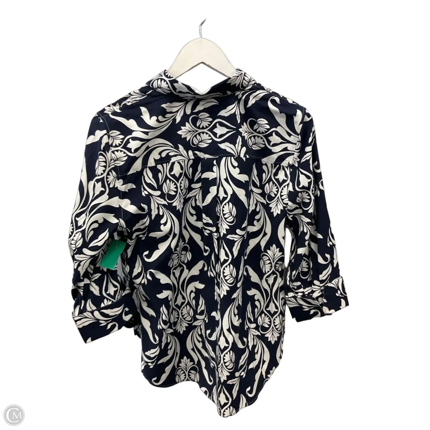 Top 3/4 Sleeve By Chicos In Blue & White, Size: S