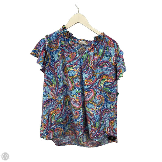 Top Short Sleeve By Emily Wonder In Blue, Size: Xl