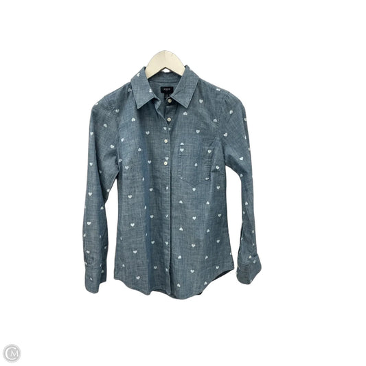 Top Long Sleeve By J. Crew In Blue Denim, Size: Xs