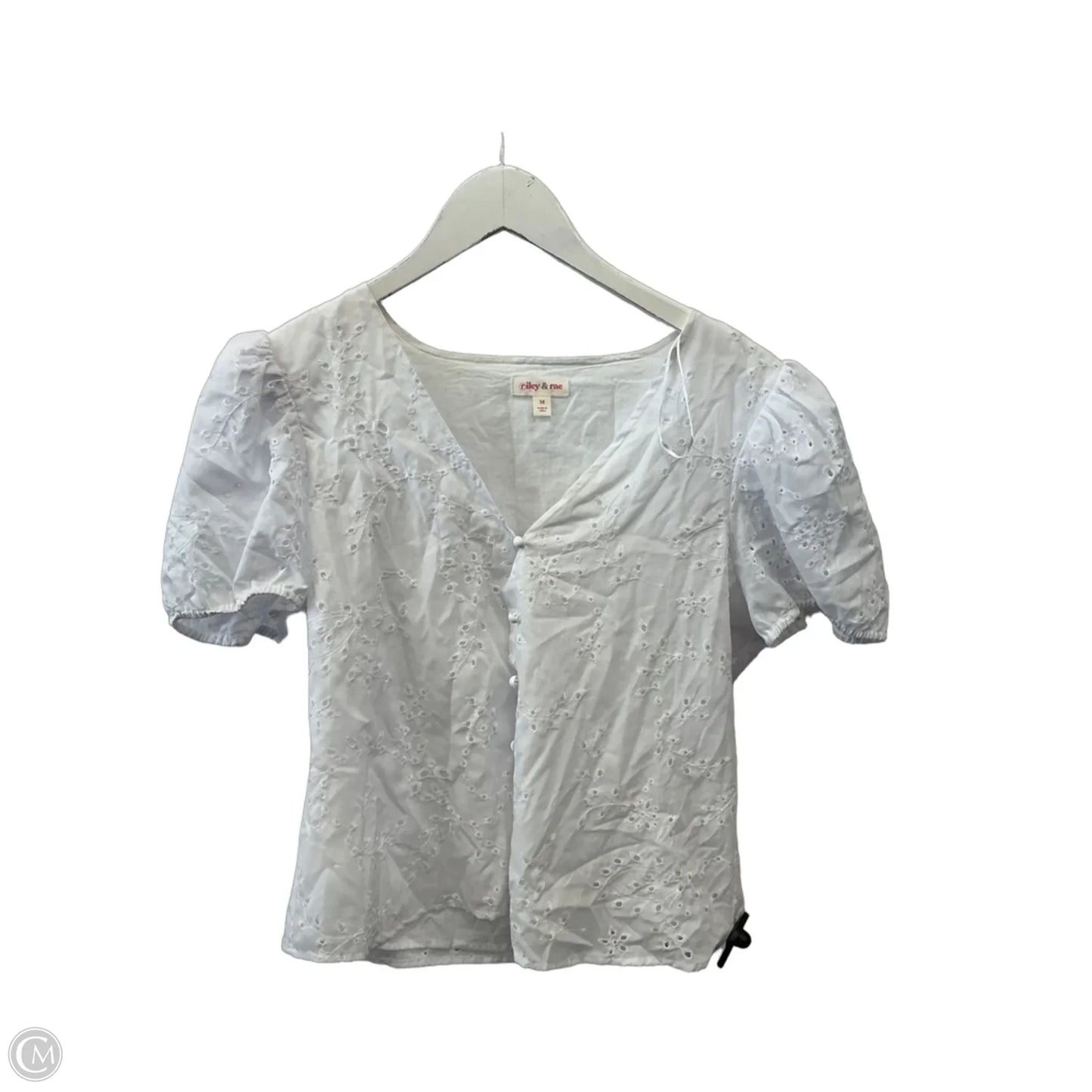 Top Short Sleeve By Clothes Mentor In White, Size: M
