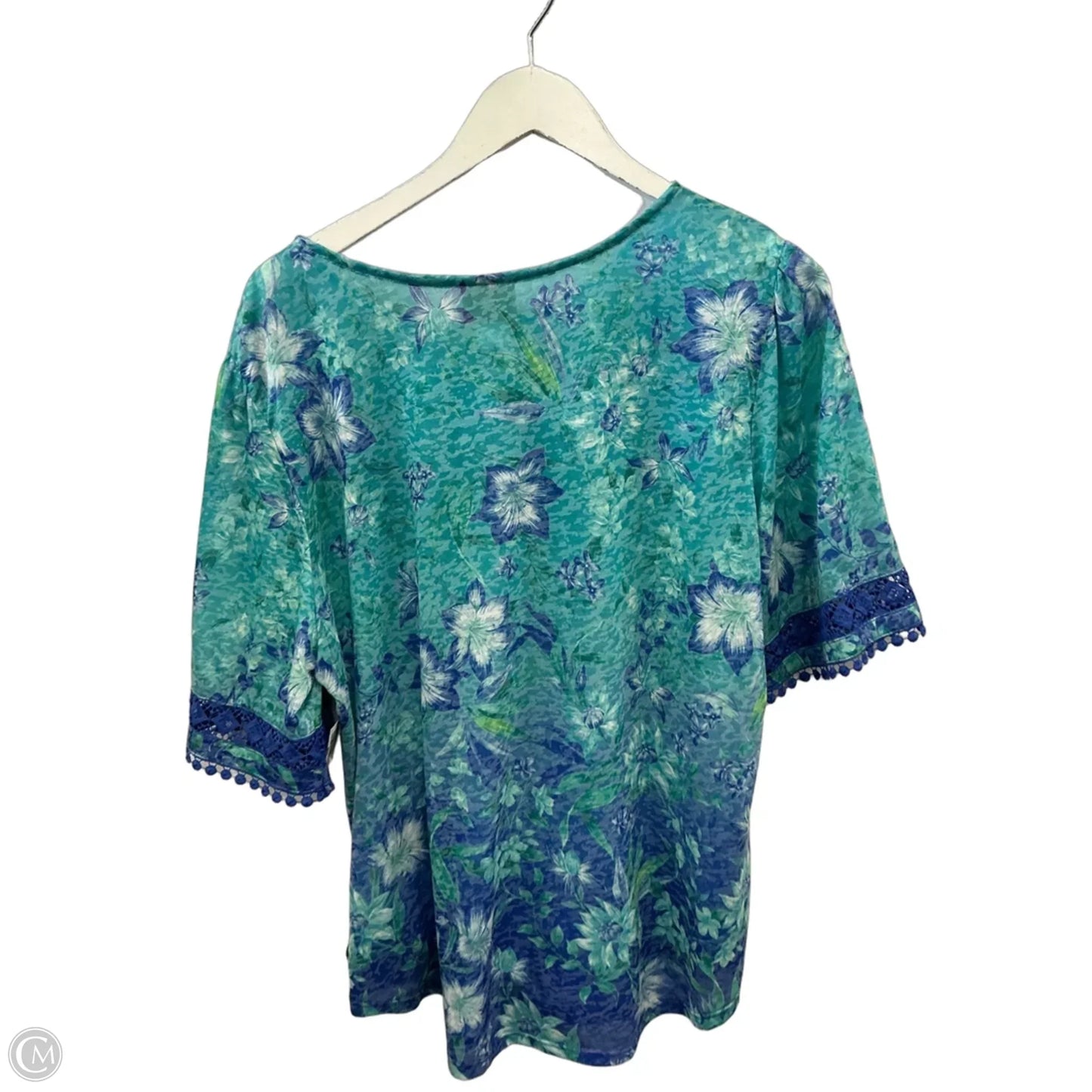 Top Short Sleeve By Ruby Rd In Aqua, Size: Xl