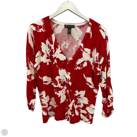 Cardigan By Inc In Red & White, Size: L