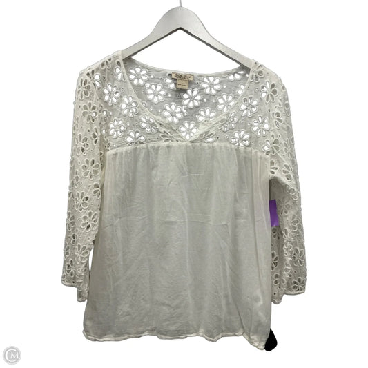 Top 3/4 Sleeve By Lucky Brand In White, Size: L