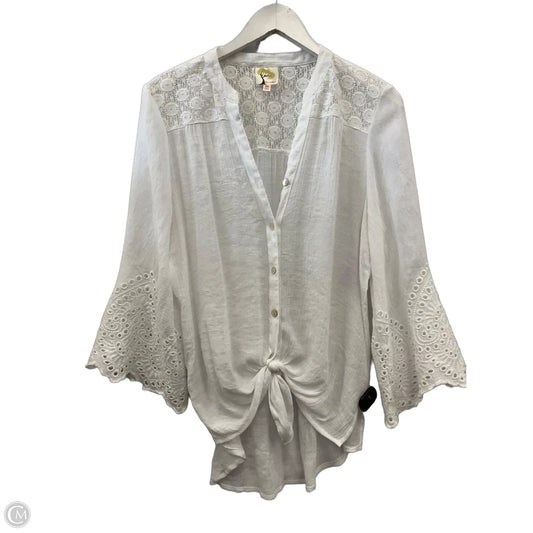 Top 3/4 Sleeve By Figuero & Flower In White, Size: M