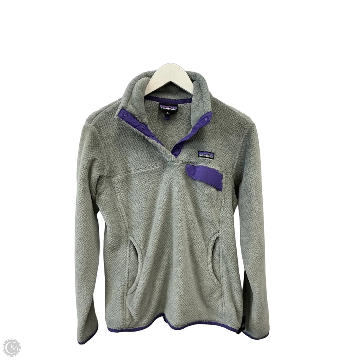 Athletic Top Long Sleeve Collar By Patagonia In Grey, Size: M