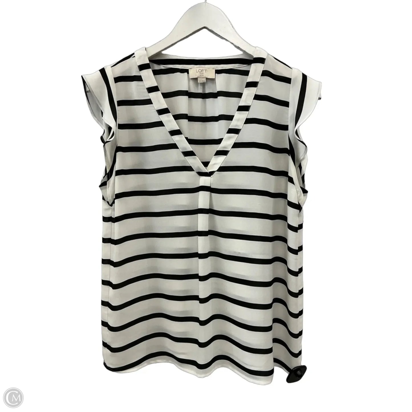 Top Sleeveless By Loft In Black & White, Size: M