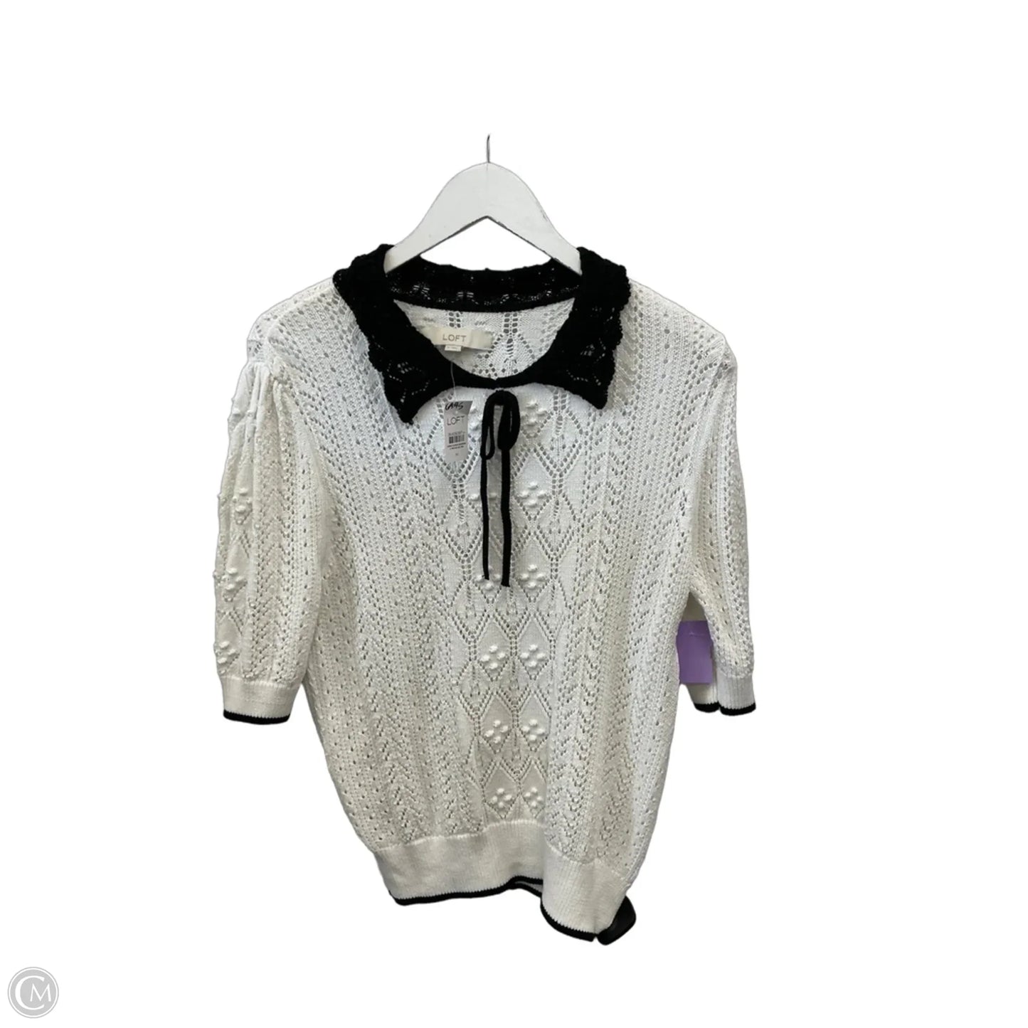 Sweater Short Sleeve By Loft In White, Size: M