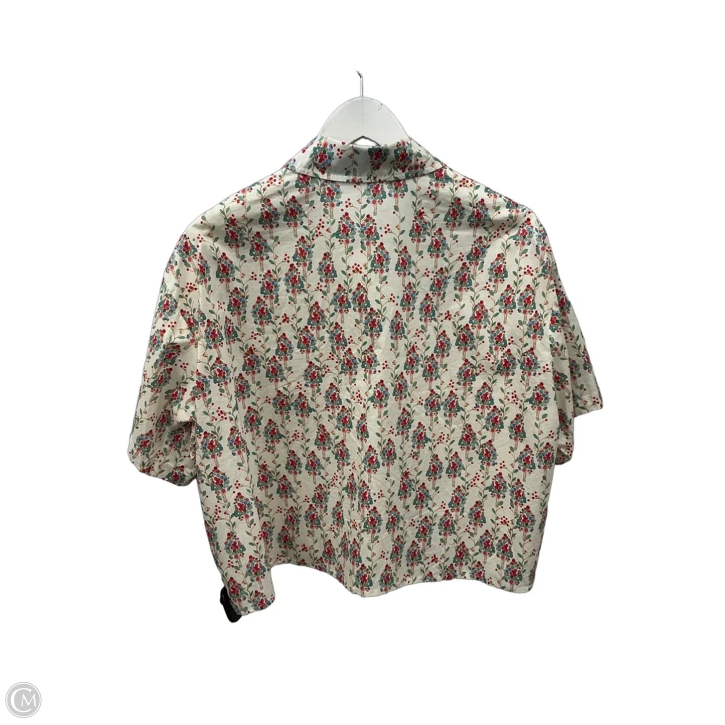 Top Short Sleeve By Cme In Cream & Green, Size: M