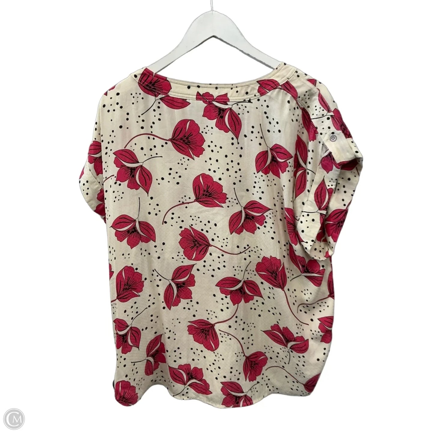 Top Short Sleeve By Cabi In Cream & Pink, Size: L