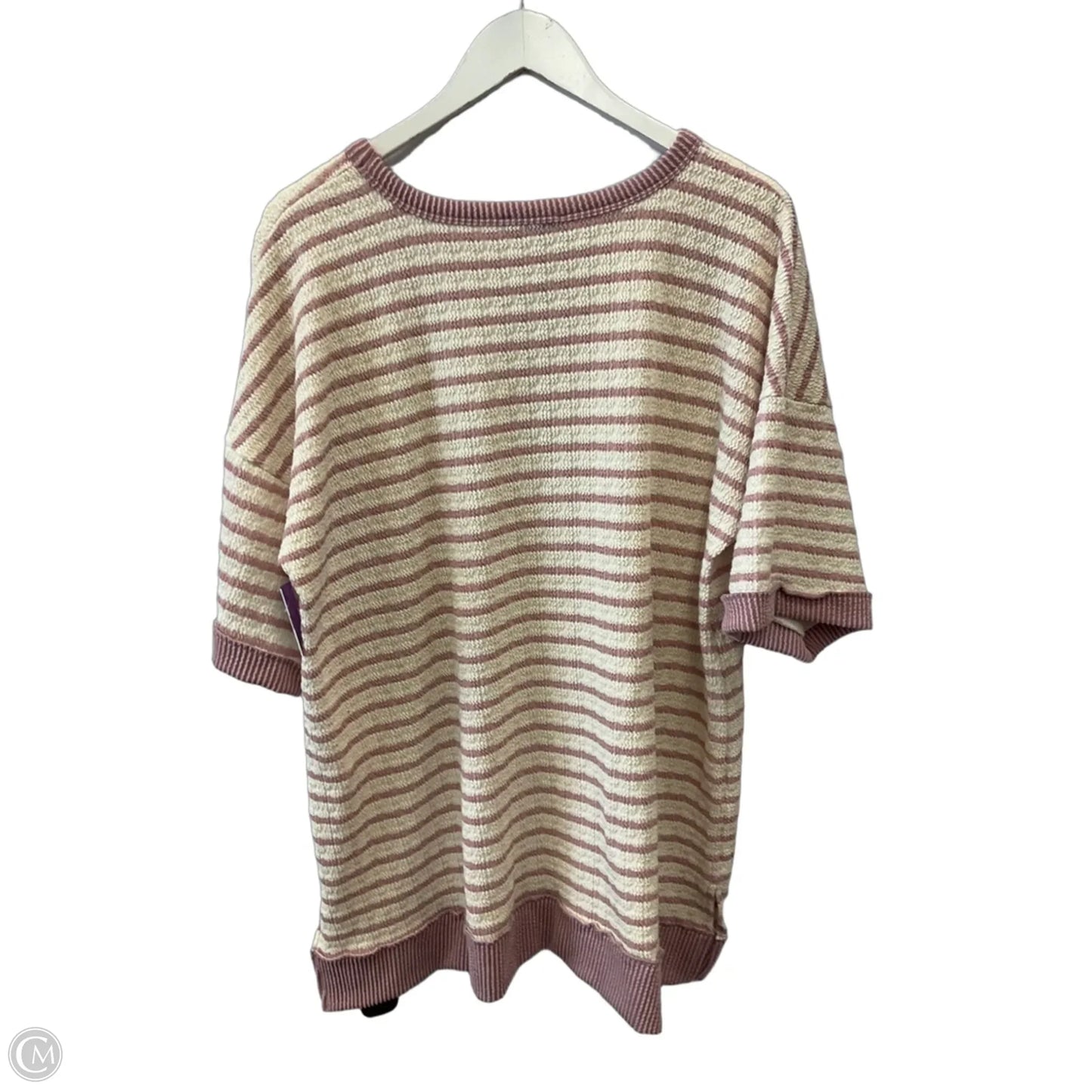 Top Short Sleeve By Heimish Usa In Cream & Purple, Size: 2x