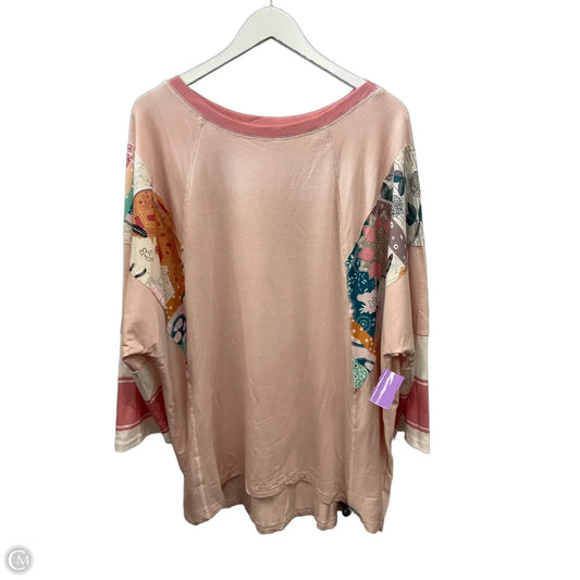 Top 3/4 Sleeve By Cme In Pink, Size: Xxl
