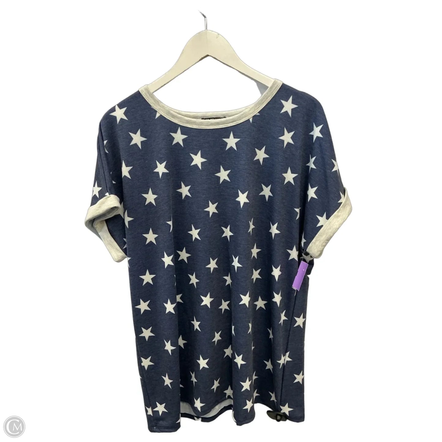 Top Short Sleeve By Heimish Usa In Blue & White, Size: 2x