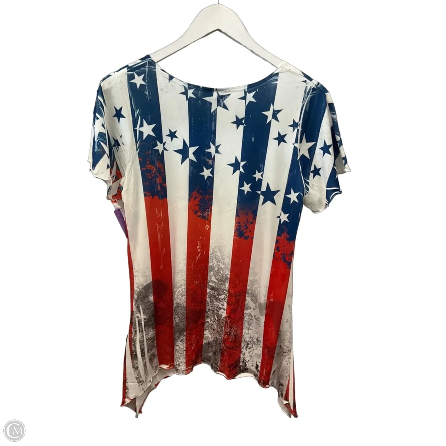 Top Short Sleeve By Cme In Blue & Red & White, Size: S