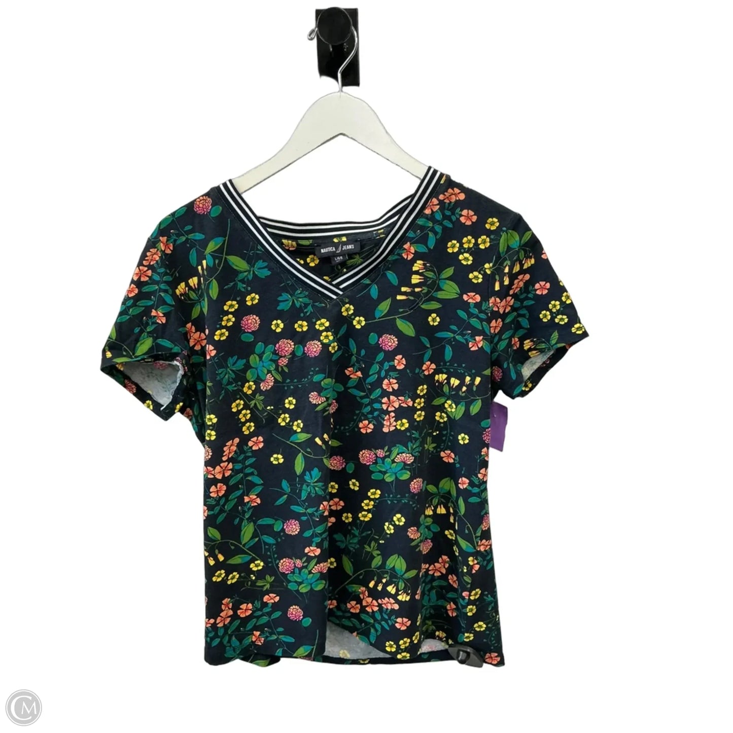 Top Short Sleeve By Nautica In Blue & Green, Size: L