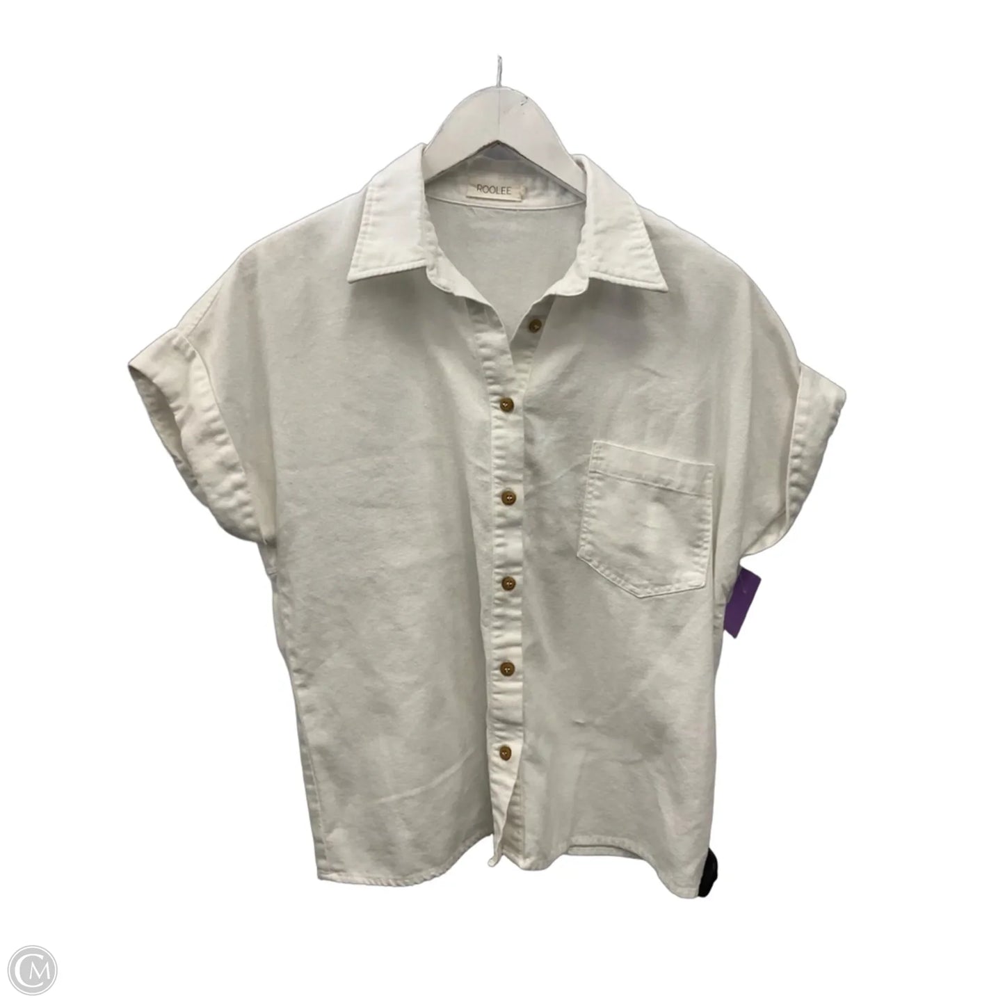 Top Short Sleeve By Roolee In White, Size: L