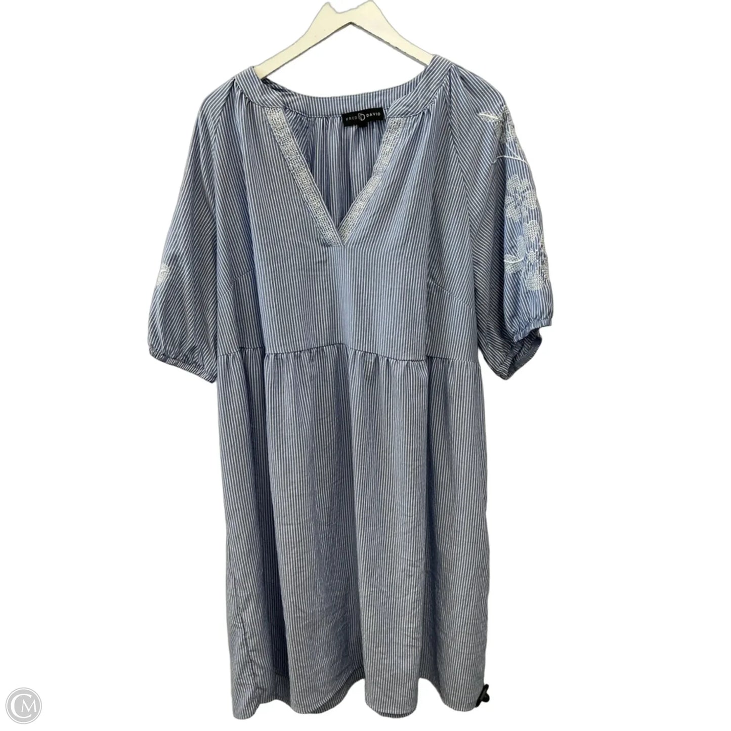 Dress Casual Short By Fred David In Blue & White, Size: 3x