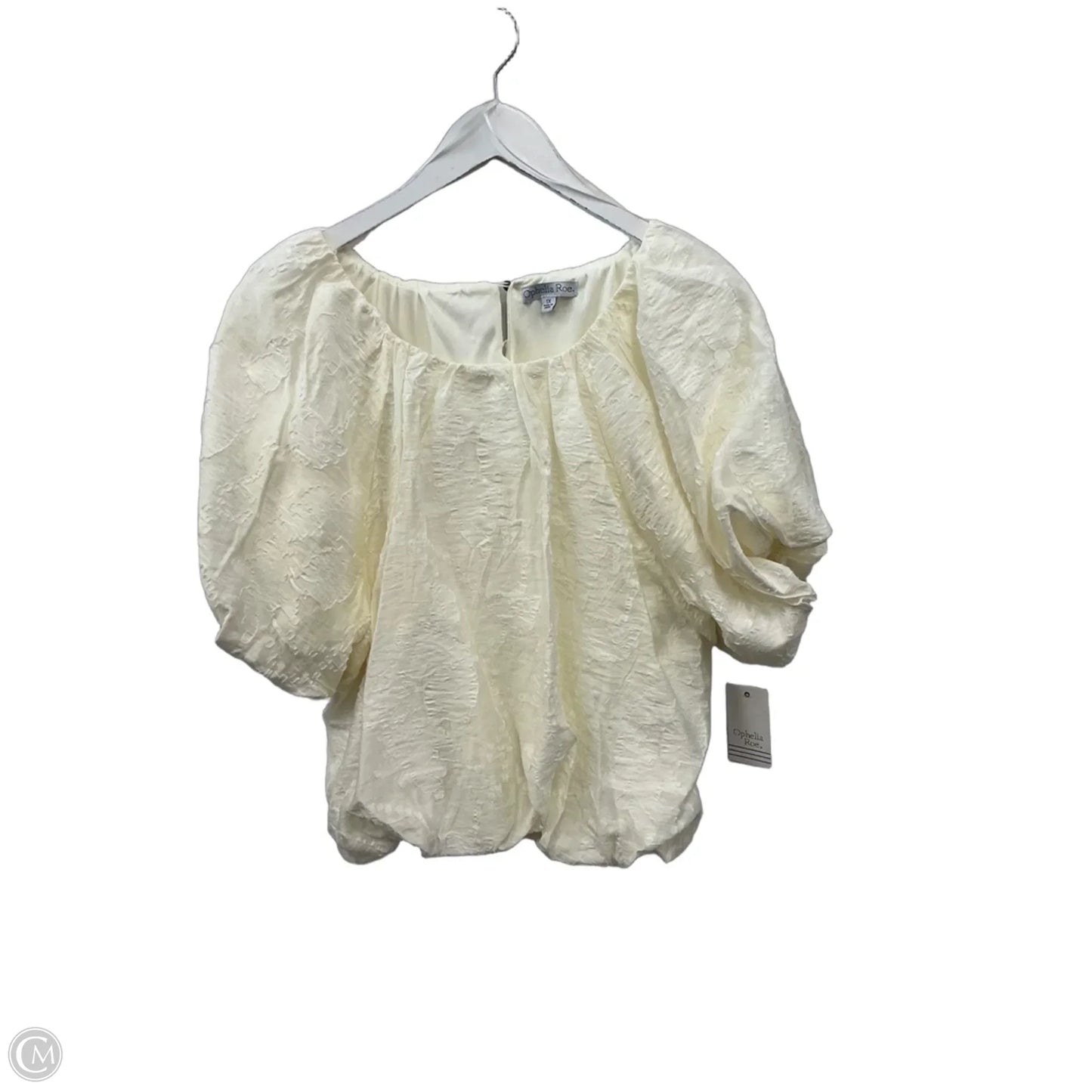 Top Short Sleeve By Ophelia Roe In Cream, Size: 1x
