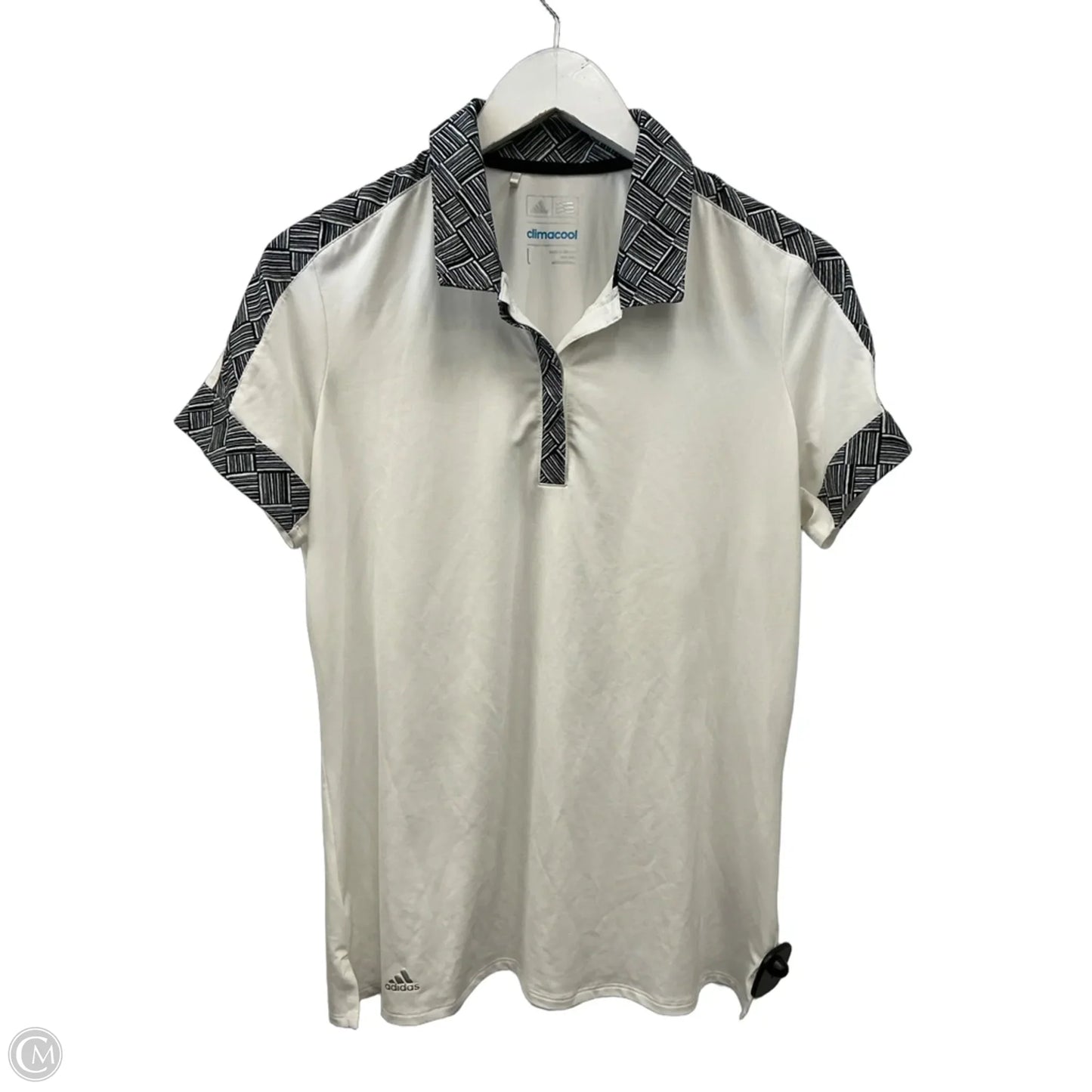 Athletic Top Short Sleeve By Adidas In White, Size: L