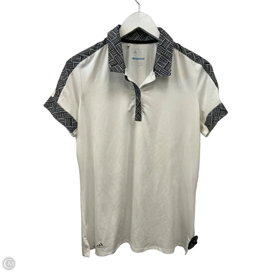 Athletic Top Short Sleeve By Adidas In White, Size: L