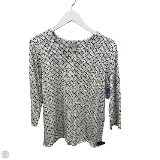 Top 3/4 Sleeve By Chicos In Blue & White, Size: L