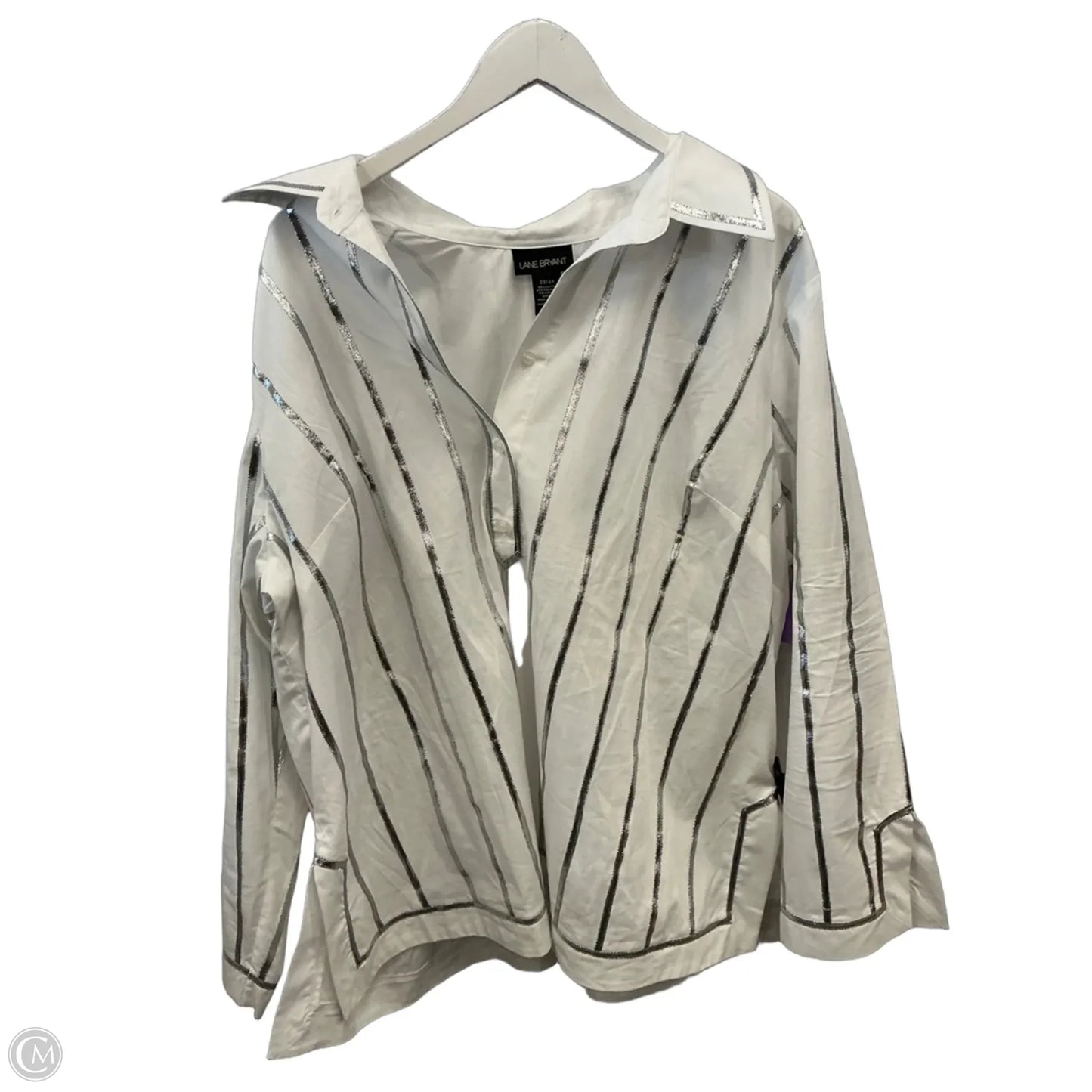 Top Long Sleeve By Lane Bryant In White, Size: 3x