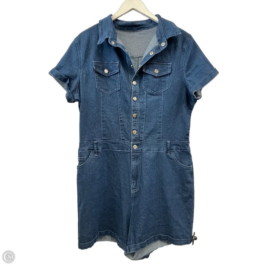 Romper By Cme In Blue Denim, Size: Xl