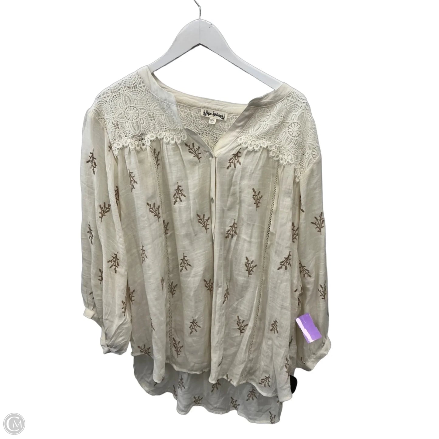Top Short Sleeve By Clothes Mentor In Cream, Size: 3x