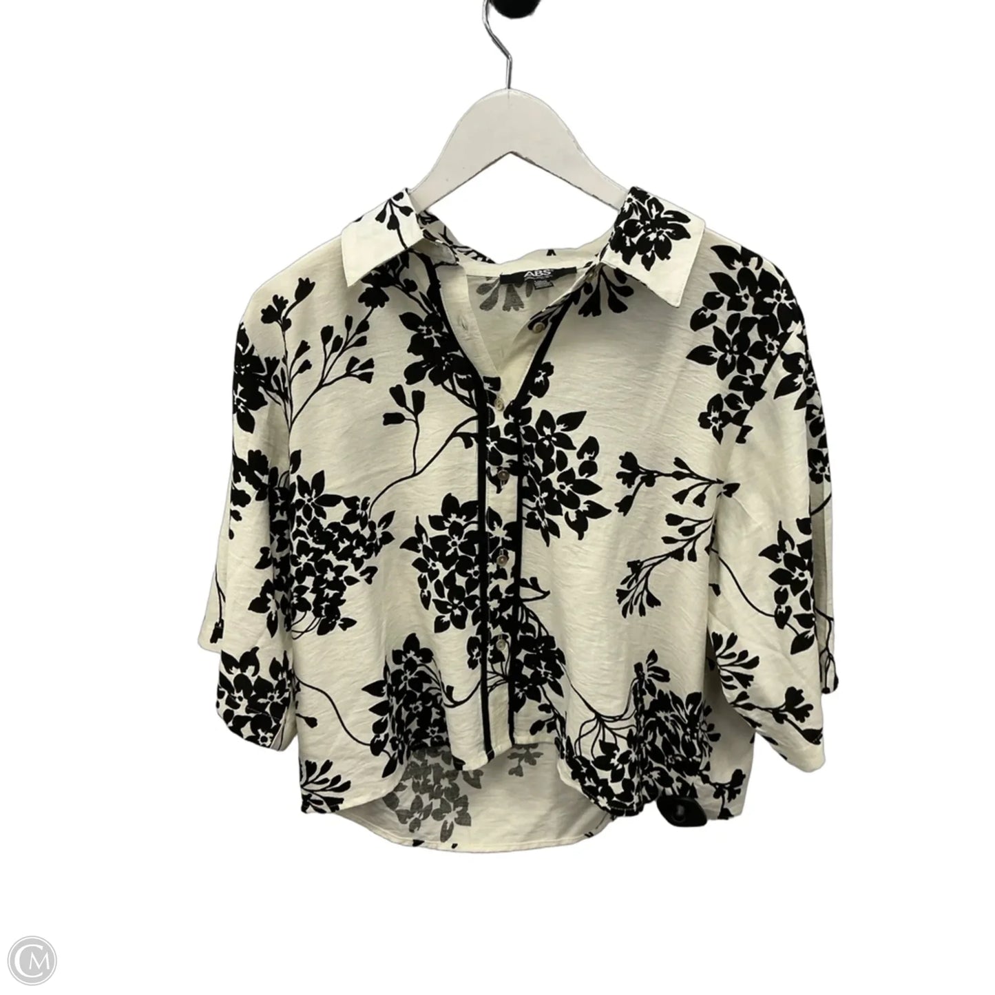 Top Short Sleeve By Abs In Black & Cream, Size: L