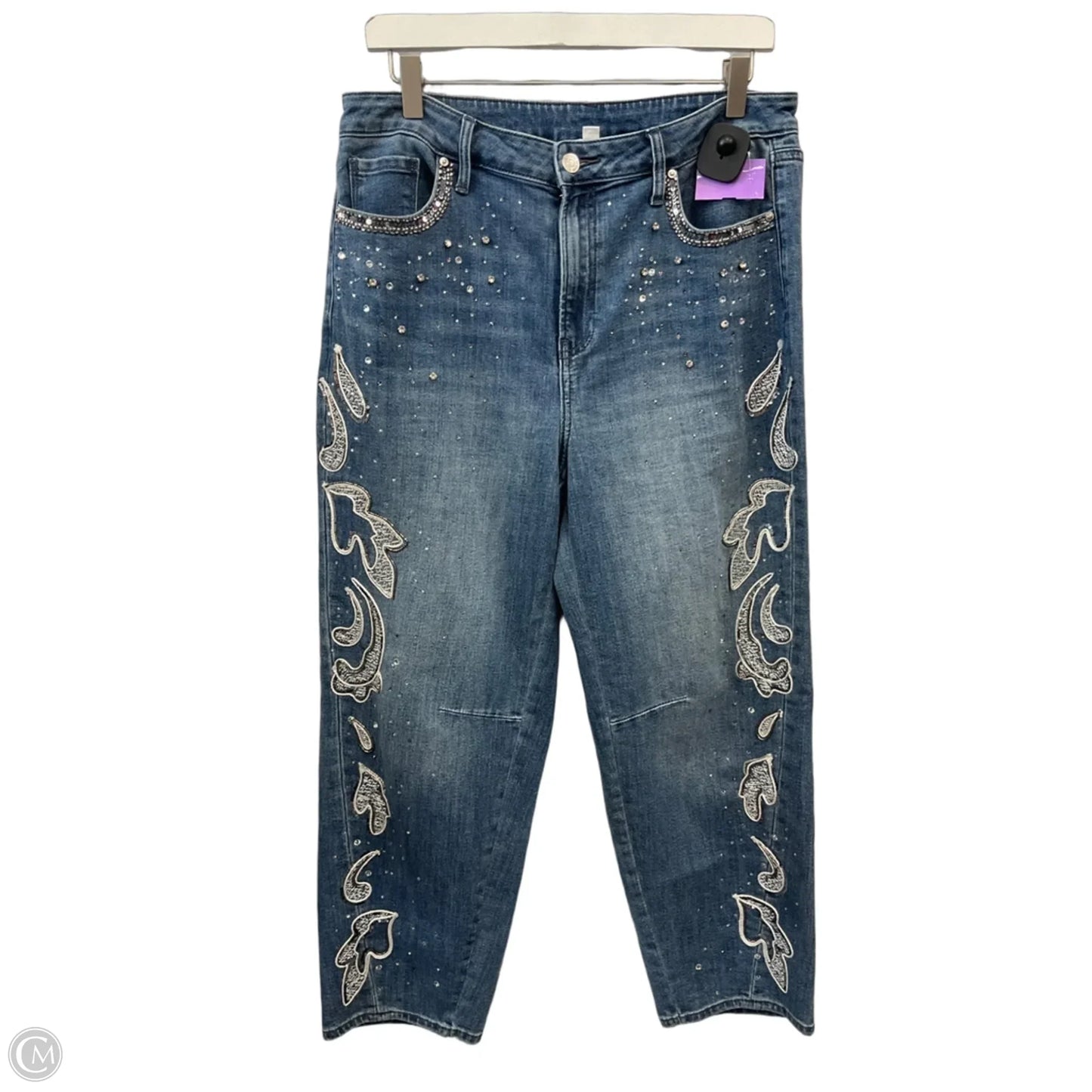 Jeans Straight By Chicos In Blue Denim, Size: 10
