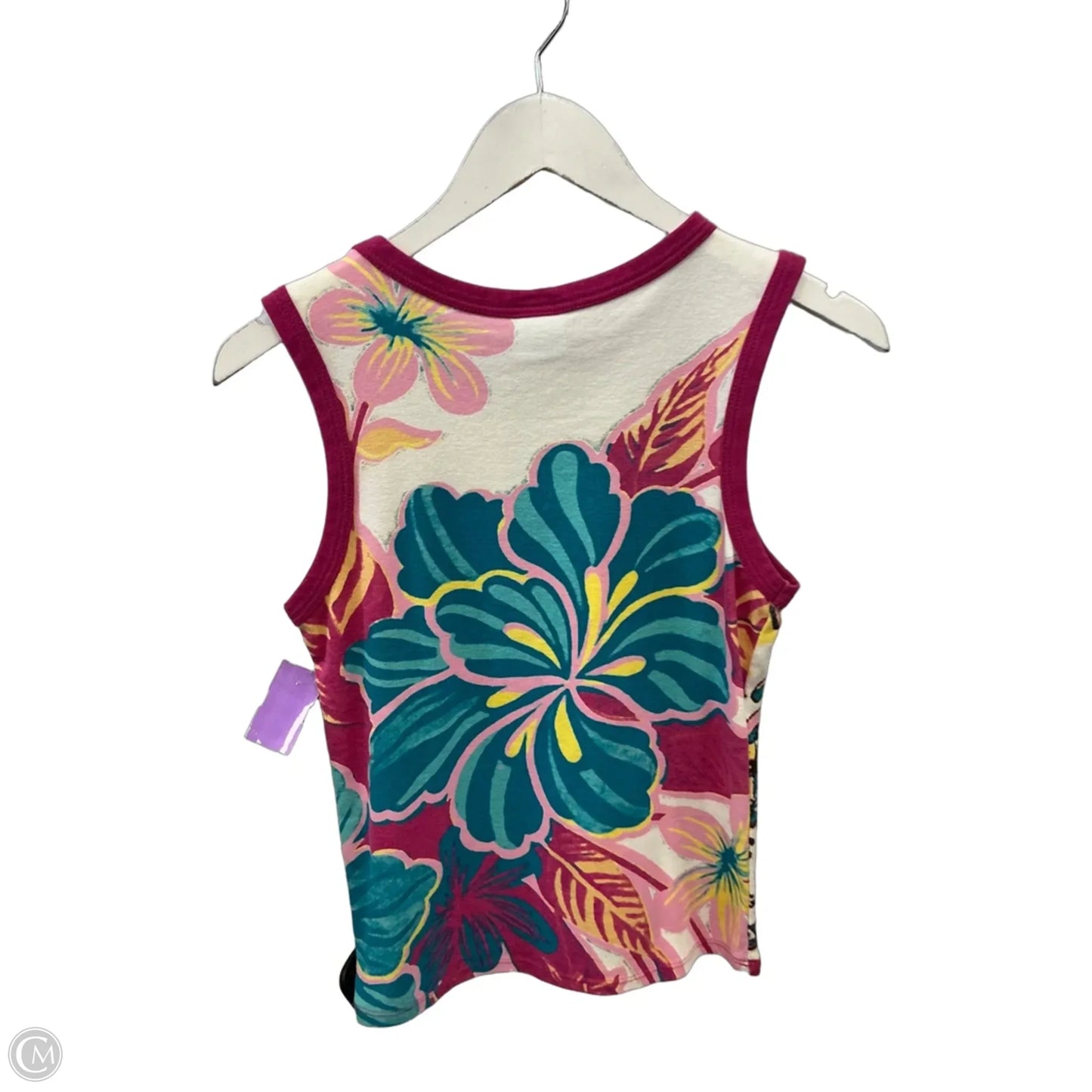 Top Sleeveless By Cme In Pink & Yellow, Size: S