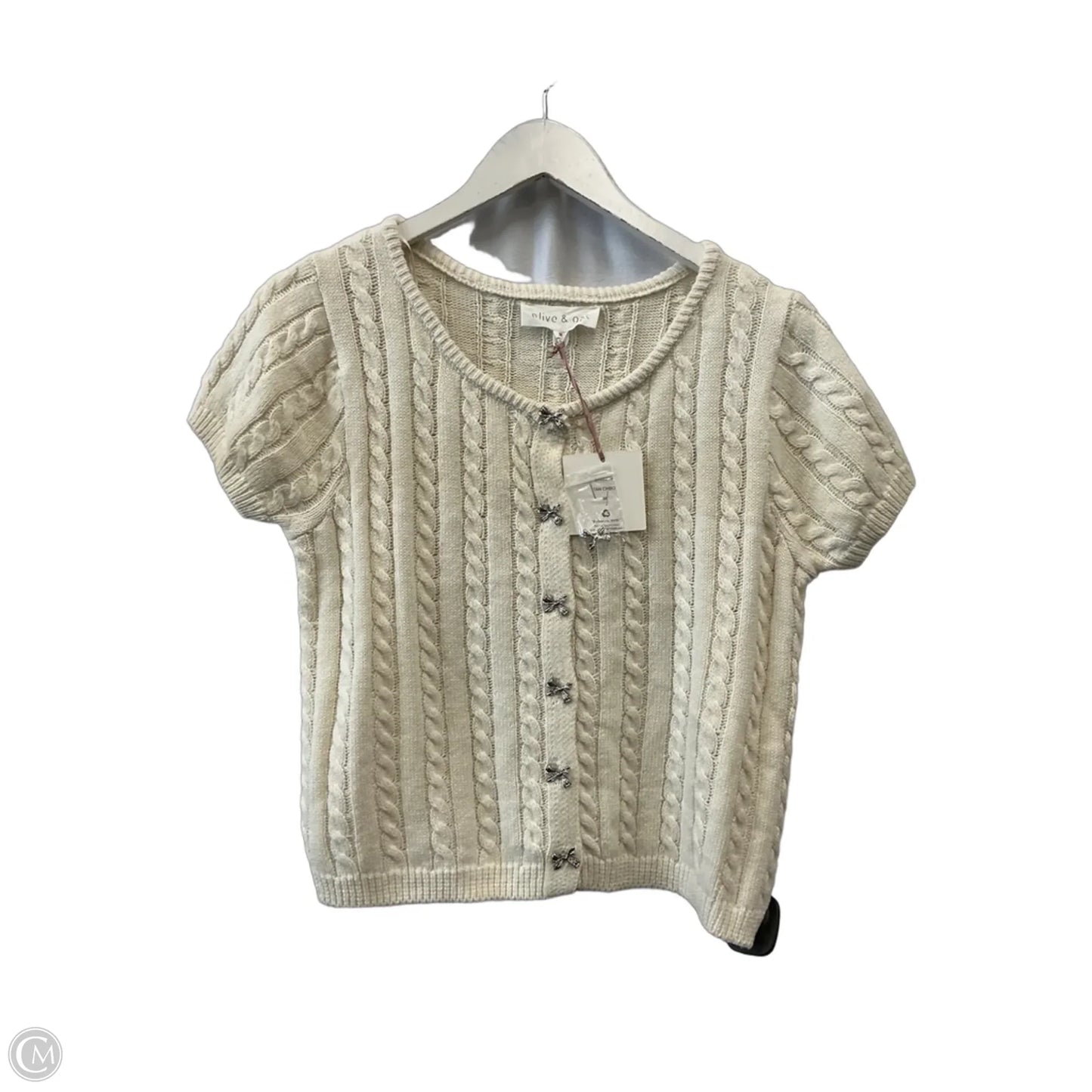 Sweater Short Sleeve By Olive And Oak In White, Size: M