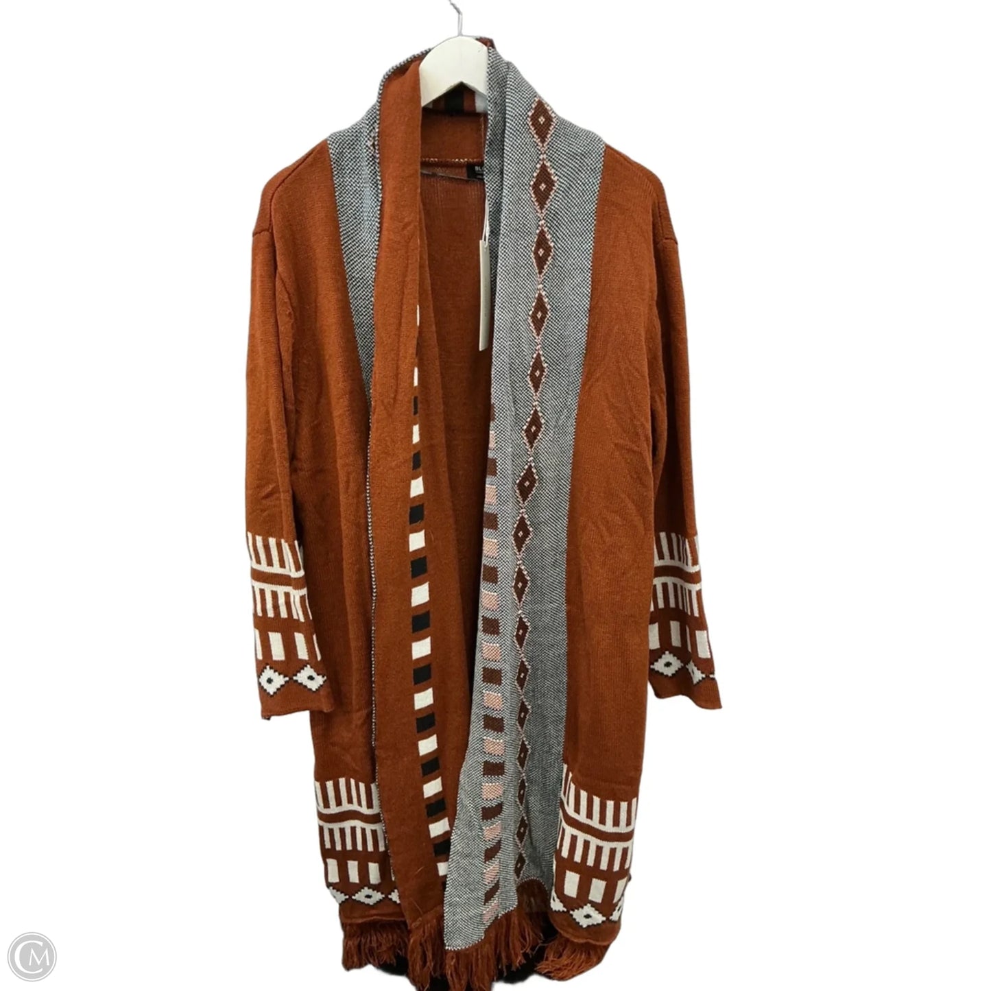 Sweater Cardigan By Bloomchic In Brown, Size: 1x
