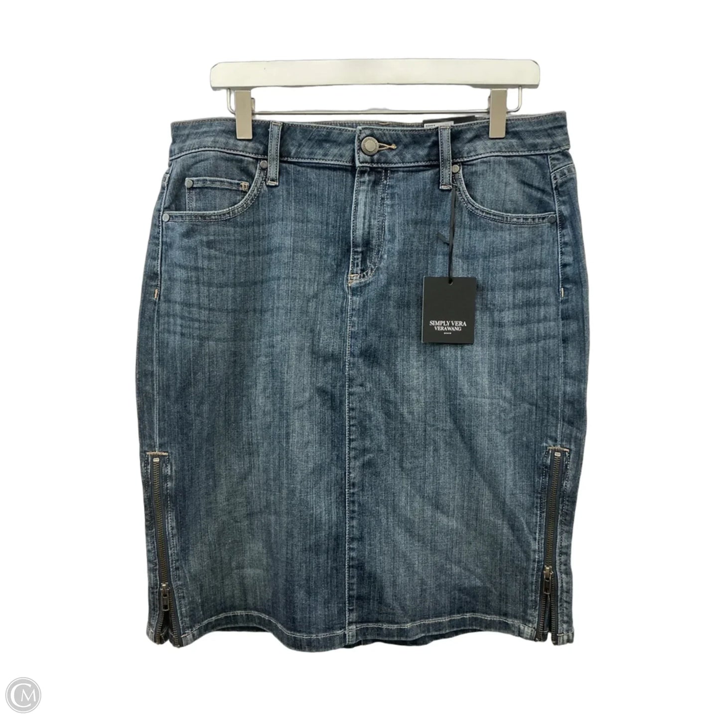 Skirt Midi By Simply Vera In Blue Denim, Size: 12