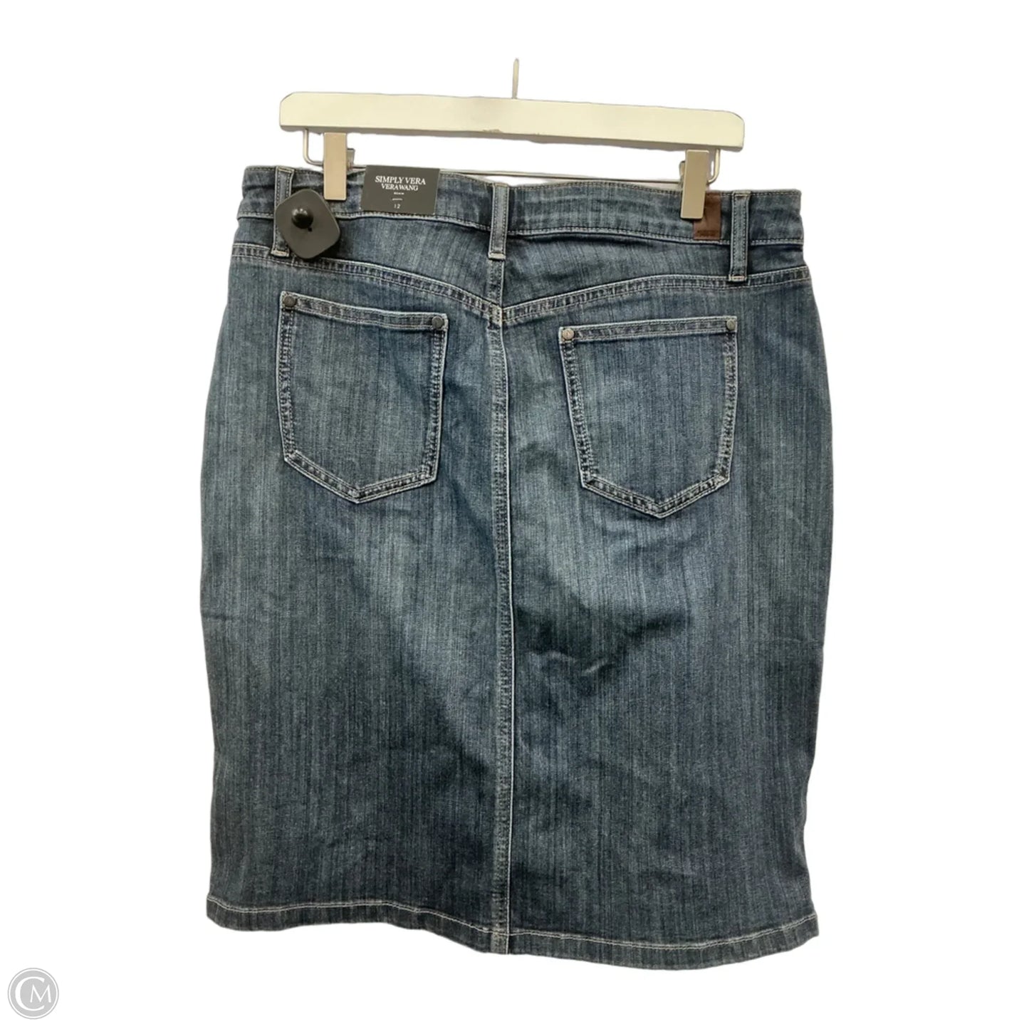 Skirt Midi By Simply Vera In Blue Denim, Size: 12