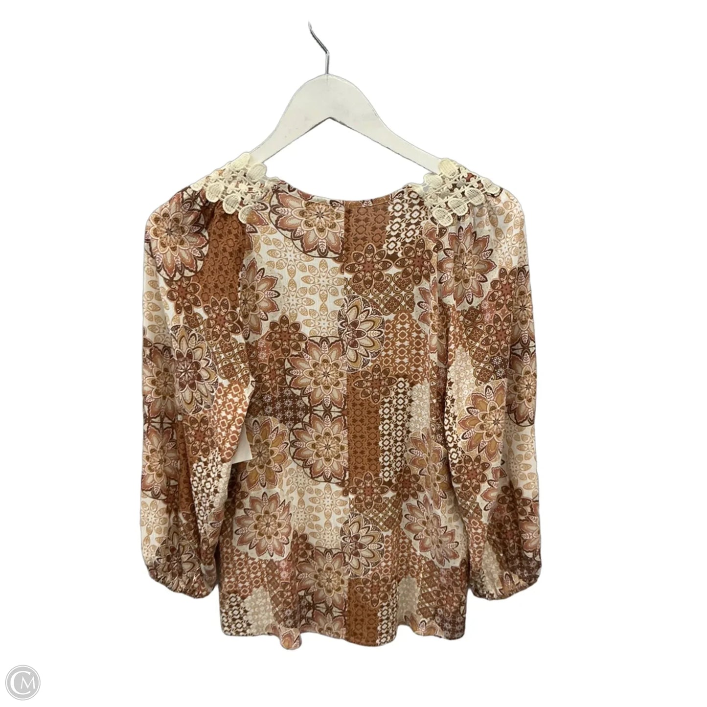 Top 3/4 Sleeve By Cato In Brown, Size: S