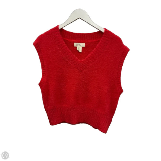 Vest Sweater By Jessica Simpson In Red, Size: M
