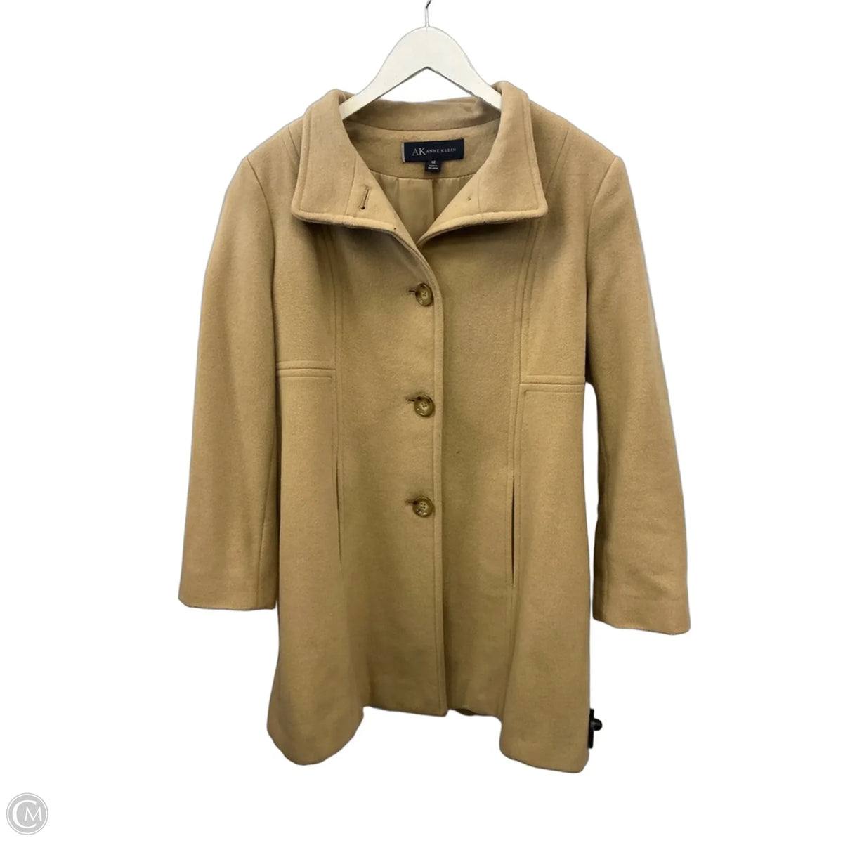Coat Wool By Anne Klein In Tan, Size: L