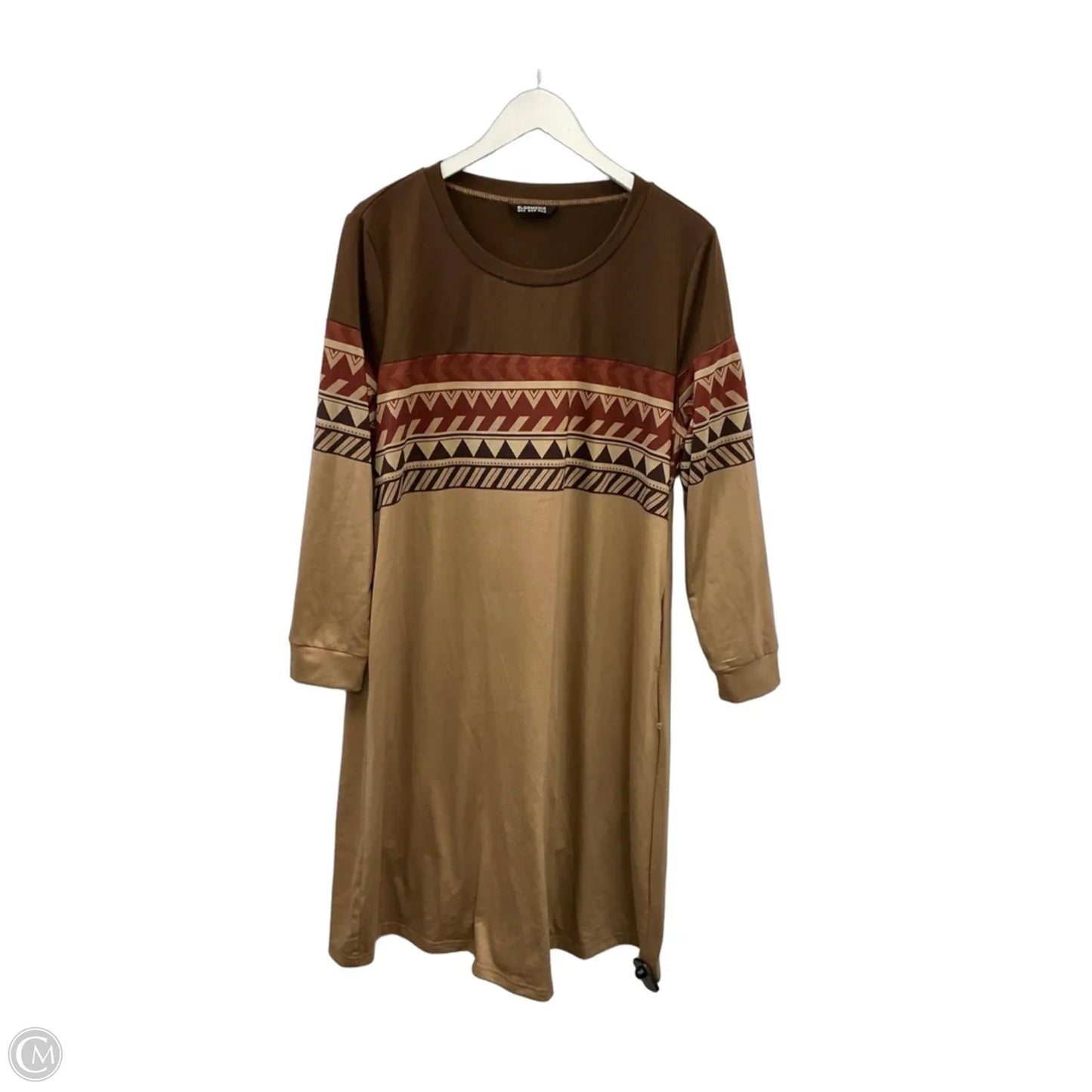 Tunic Long Sleeve By Bloomchic In Brown, Size: Xl