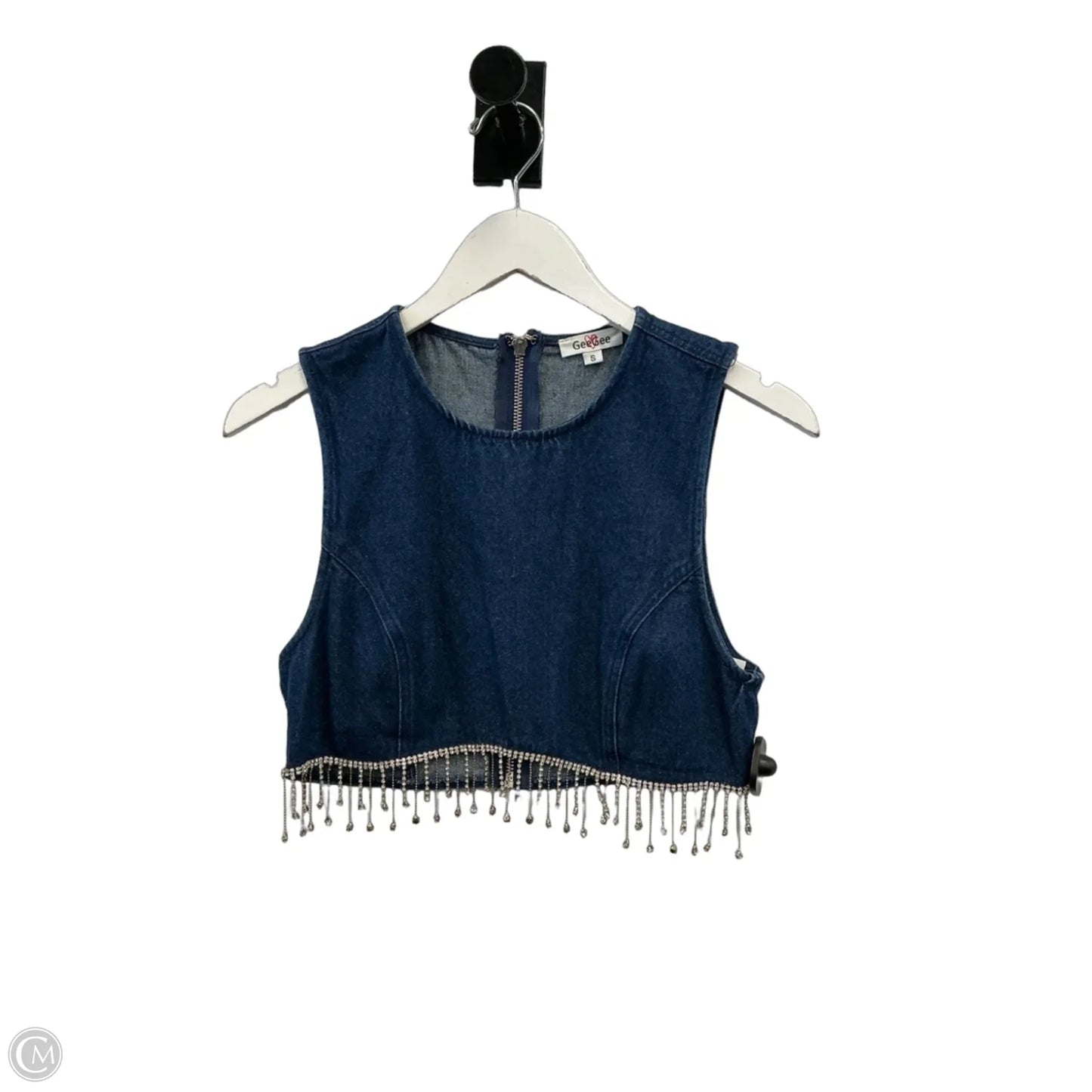 Top Sleeveless By Geegee In Blue Denim, Size: S