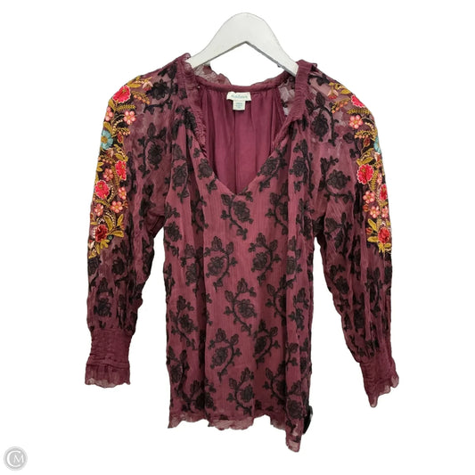 Top Long Sleeve By Sundance In Maroon, Size: Xs