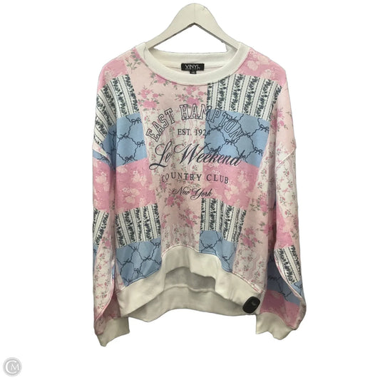 Sweatshirt Crewneck By Vinyl Icons In Blue & Pink, Size: L