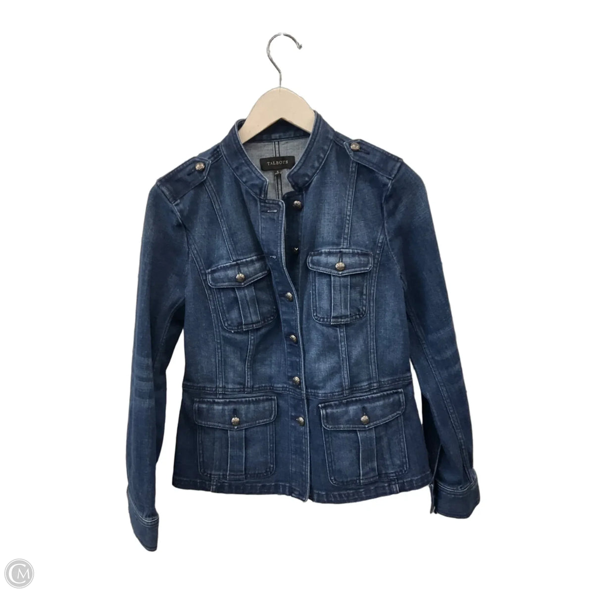 Jacket Denim By Talbots In Silver, Size: S